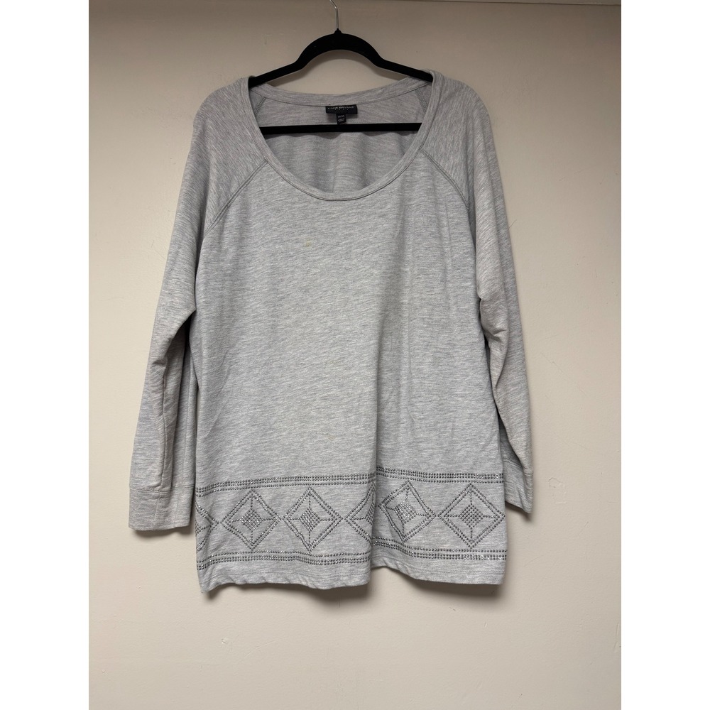 Lane Bryant Women's Plus Size Gray‎ Long Sleeve Embellished Sweatshirt Top 22/24
